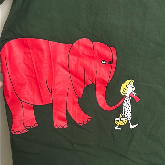 Vintage Red Elephant Green Short Sleeve Top - Picture 2 of 14